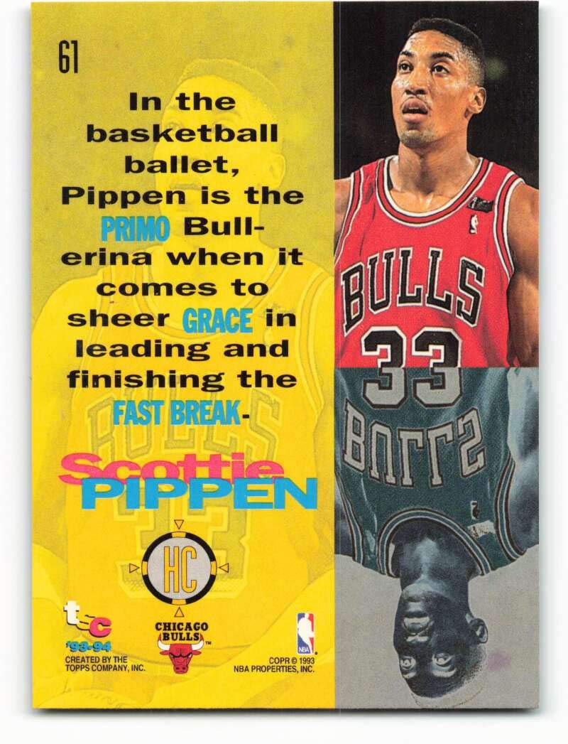 Amazon.com: 1993-94 Topps Stadium Club #61 Scottie Pippen HC NM-MT